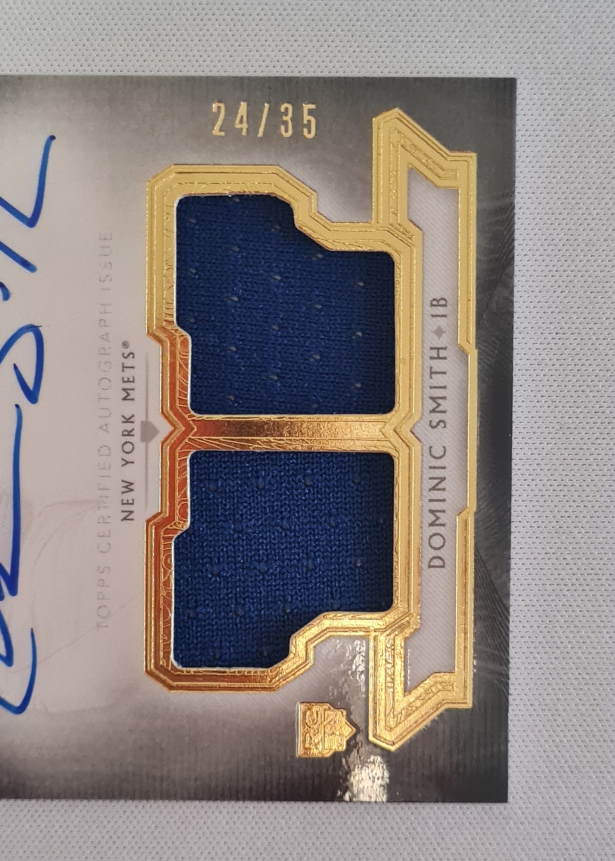 Dominic Smith - 2018 Topps Triple Threats Patch Auto /35 #RFPAR-DM New York Mets