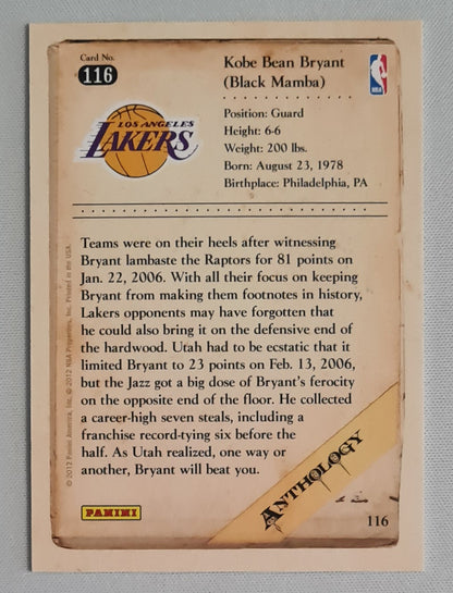 Kobe Bean Bryant - 2012 Panini Anthology NBA Basketball L.A. Lakers #116