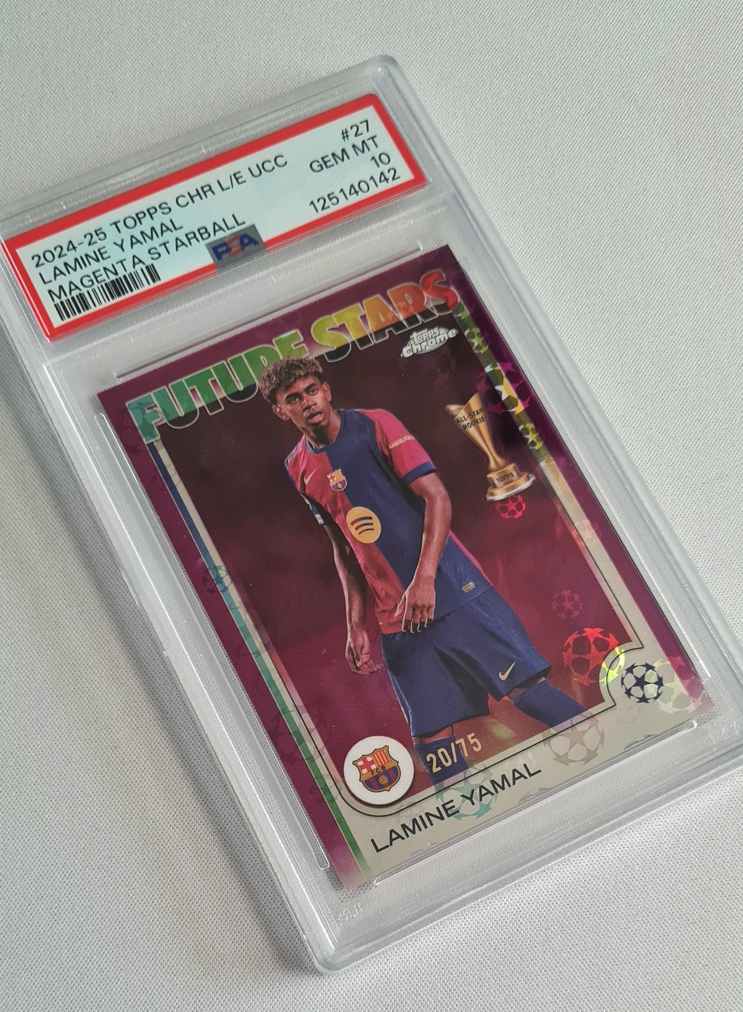 Lamine Yamal - 2024/25 Topps Chrome UCC Future Stars Magenta Starball PSA 10 #27 FC Barcelona