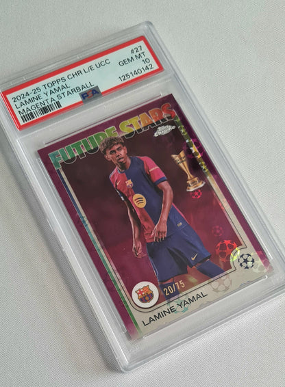 Lamine Yamal - 2024/25 Topps Chrome UCC Future Stars Magenta Starball PSA 10 #27 FC Barcelona
