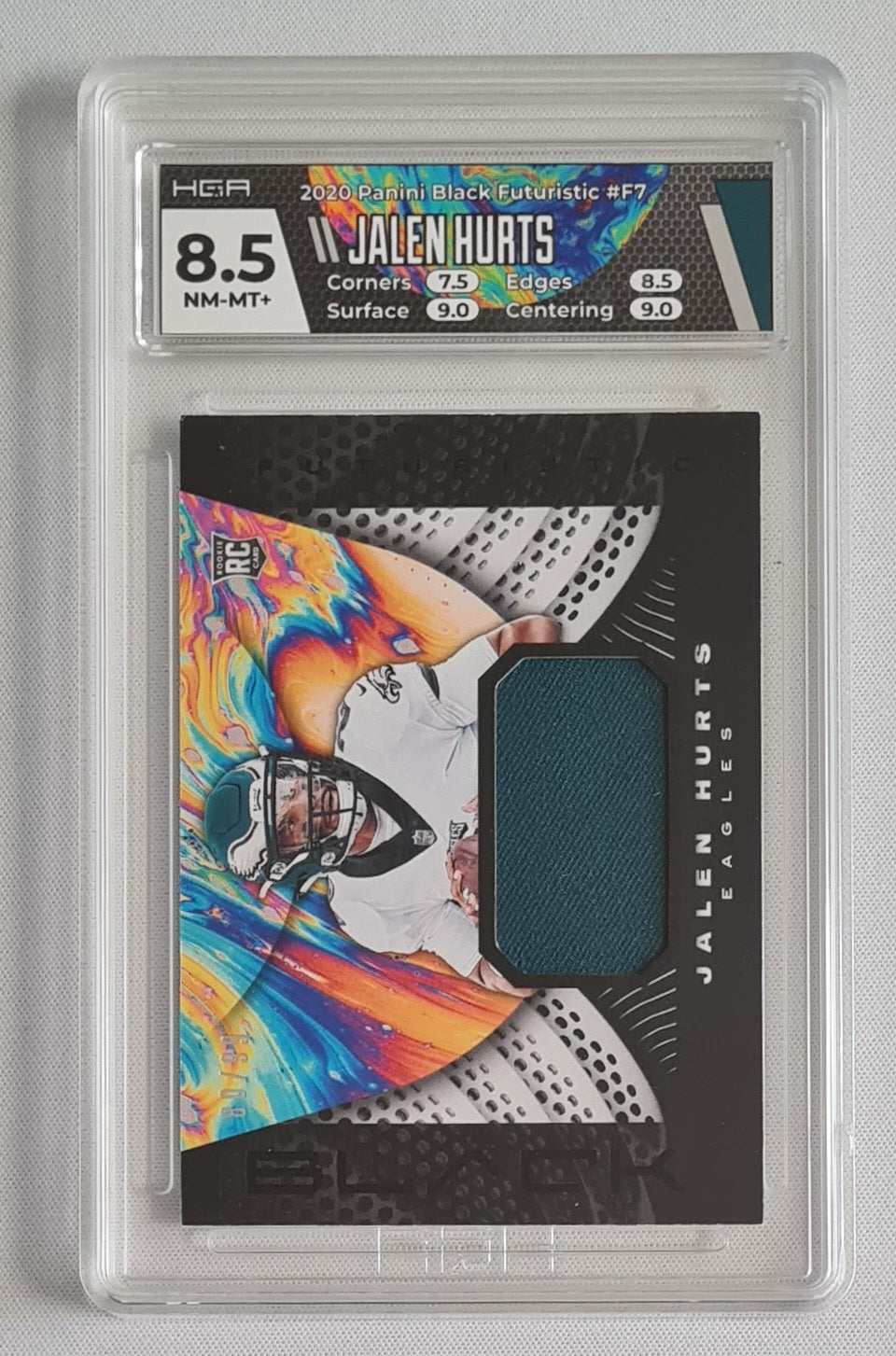Jalen Hurts - 2020 Panini Black Futuristic Patch /99 HGA 8.5 #F7 Philadelphia Eagles