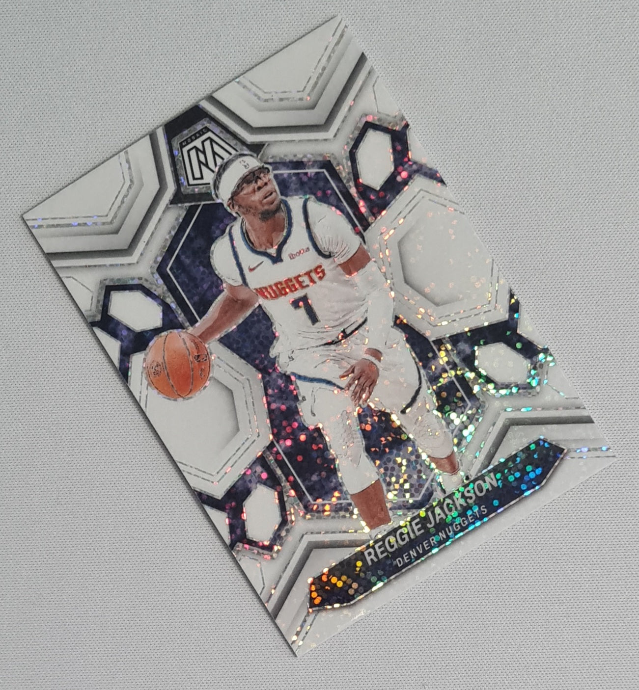 Reggie Jackson - 2023/24 Panini Mosaic White Sparkle #164 Denver Nuggets