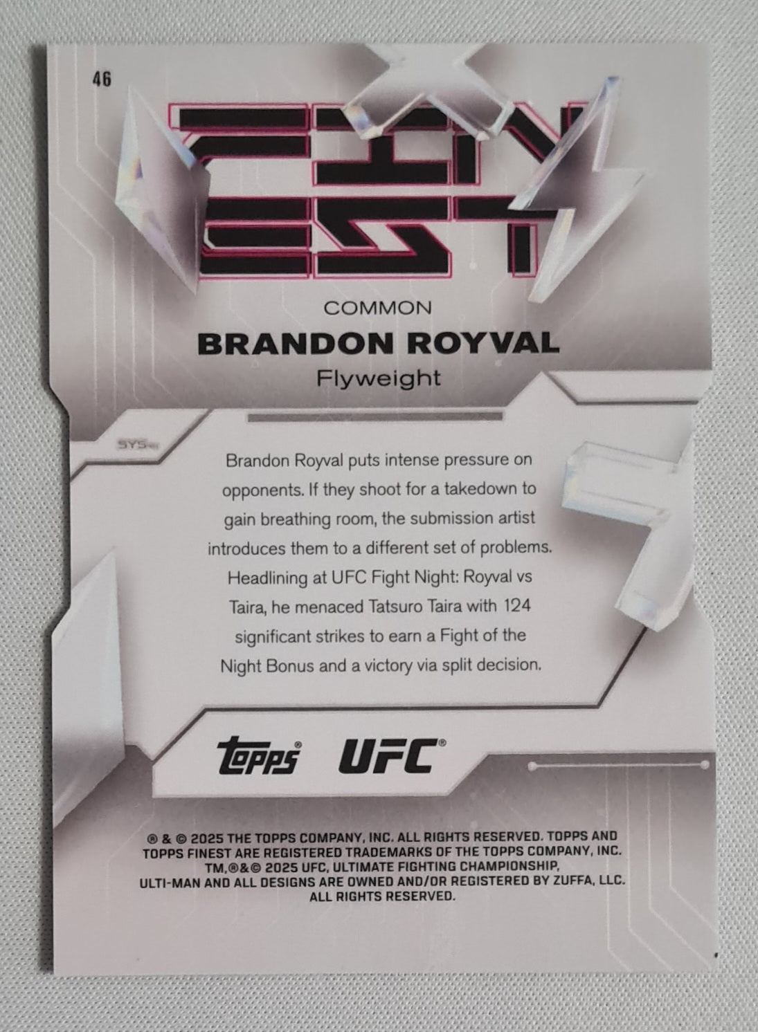 Brandon Royval - 2025 Topps Finest UFC Die-cut /75 #46