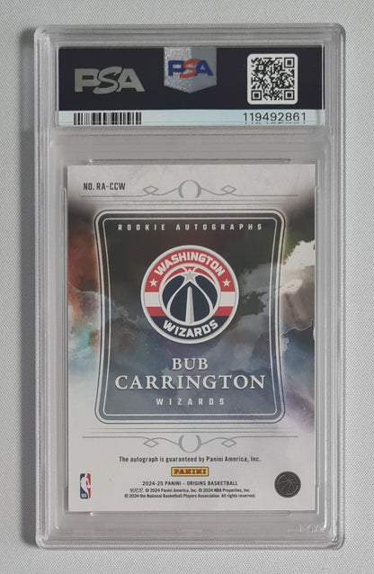Bub Carrington - 2024 Panini Origins Rookie Autograph PSA 10 #RACCW Washington Wizards