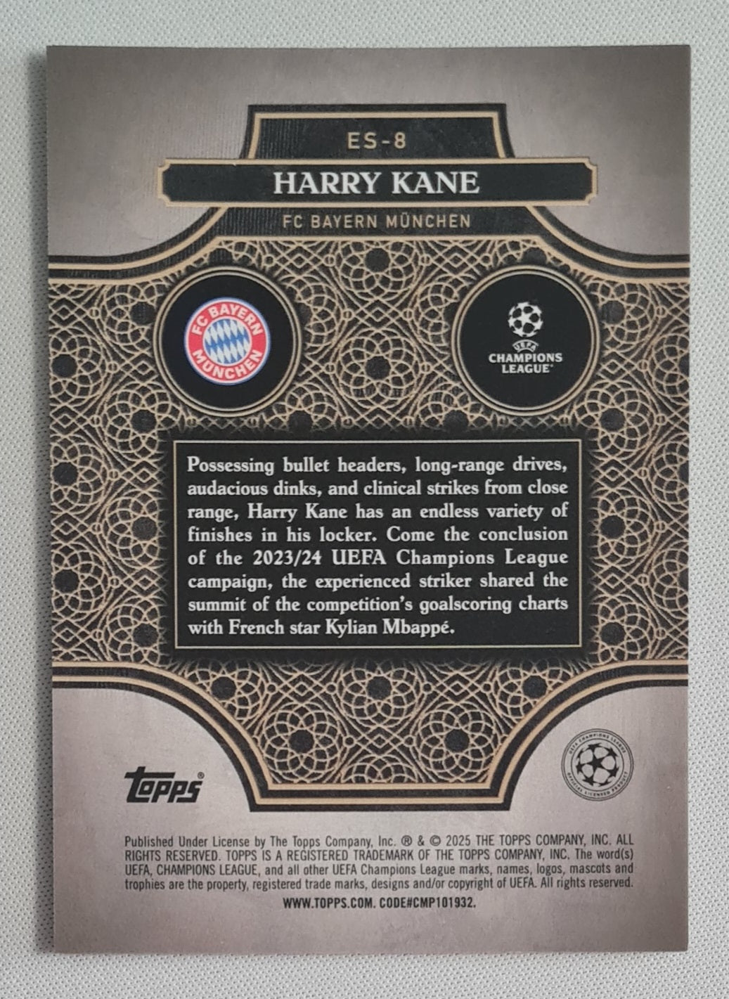 Harry Kane - 2024/25 Topps Merlin Chrome UCC Elite Society Gold Mojo /50 #ES-8 Bayern Munich
