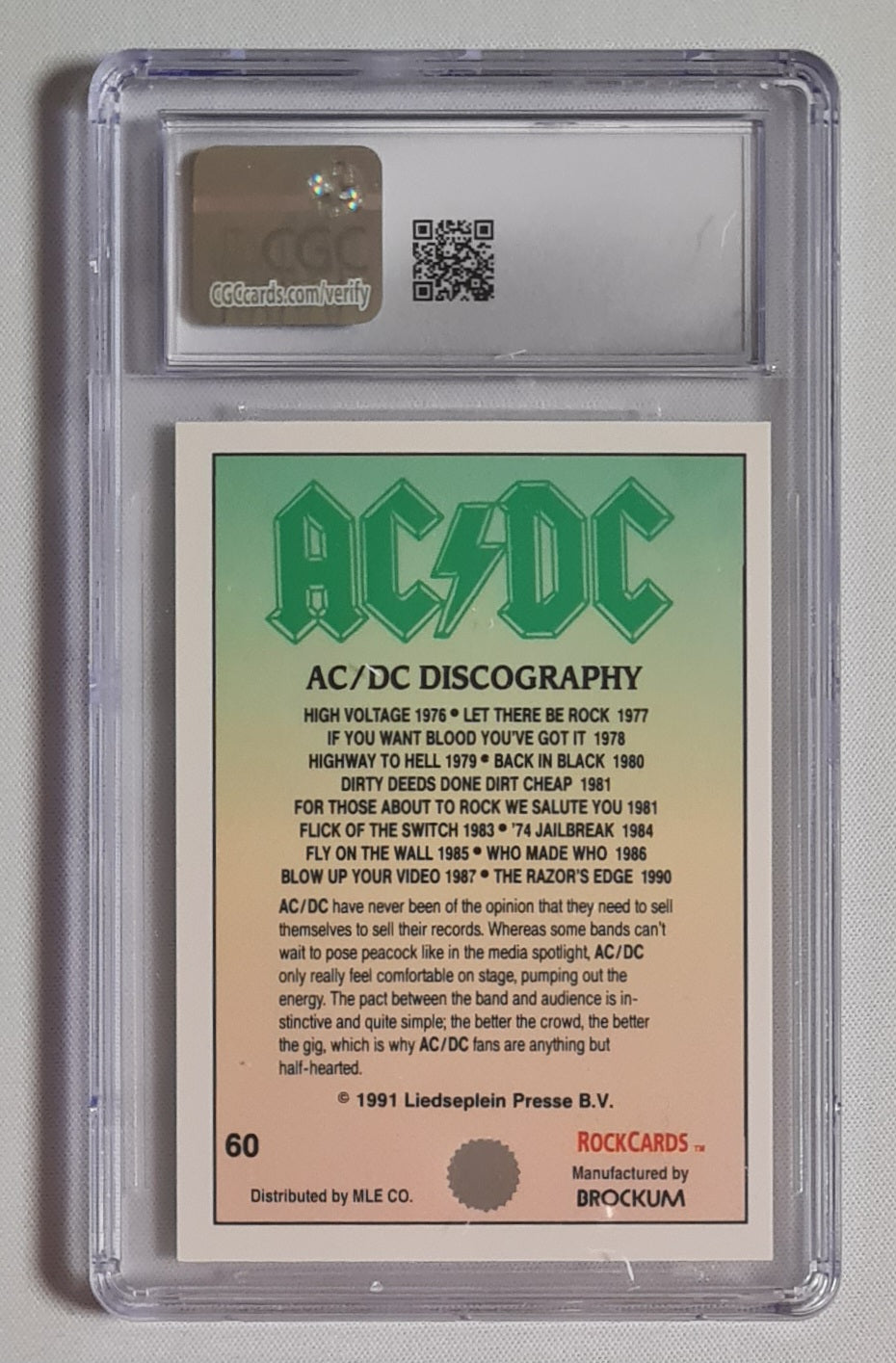 AC/DC - 1991 Brockum Rock Cards CGC 9 #60