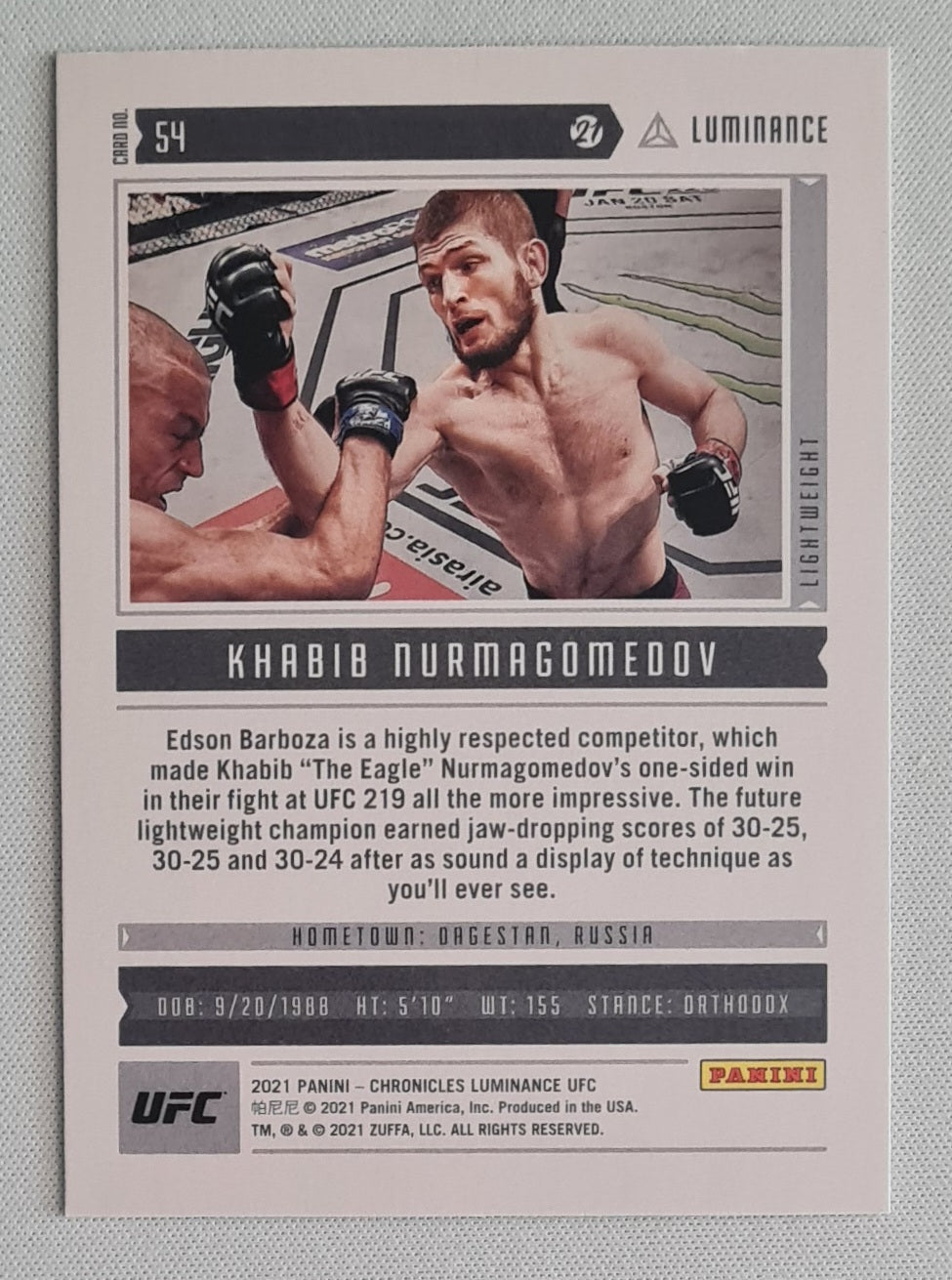 Khabib Nurmagomedov - 2021 Panini Chronicles Luminance UFC #54