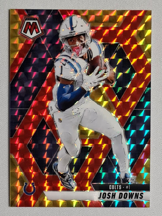 Josh Downs - 2025 Panini Mosaic Fusion Red Yellow /89 #145 Indianapolis Colts