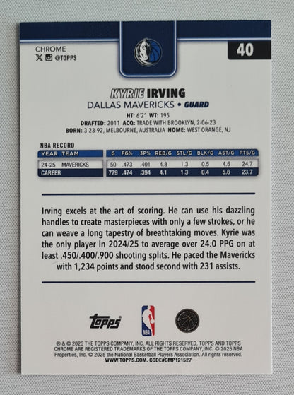 Kyrie Irving - 2025 Topps Chrome Negative Refractor #40 Dallas Mavericks