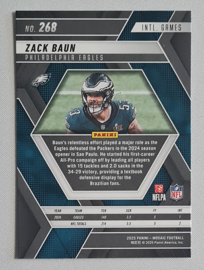 Zack Baun - 2025 Panini Mosaic NFL International Games Brazil #268 Philadelphia Eagles