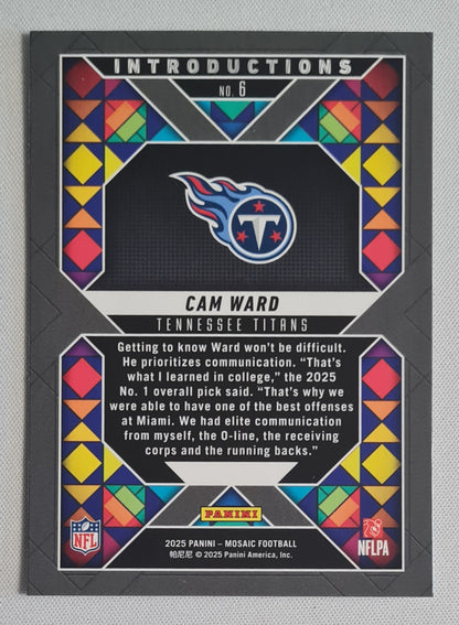 Cam Ward - 2025 Panini Mosaic Football Introductions #6 Tennessee Titans