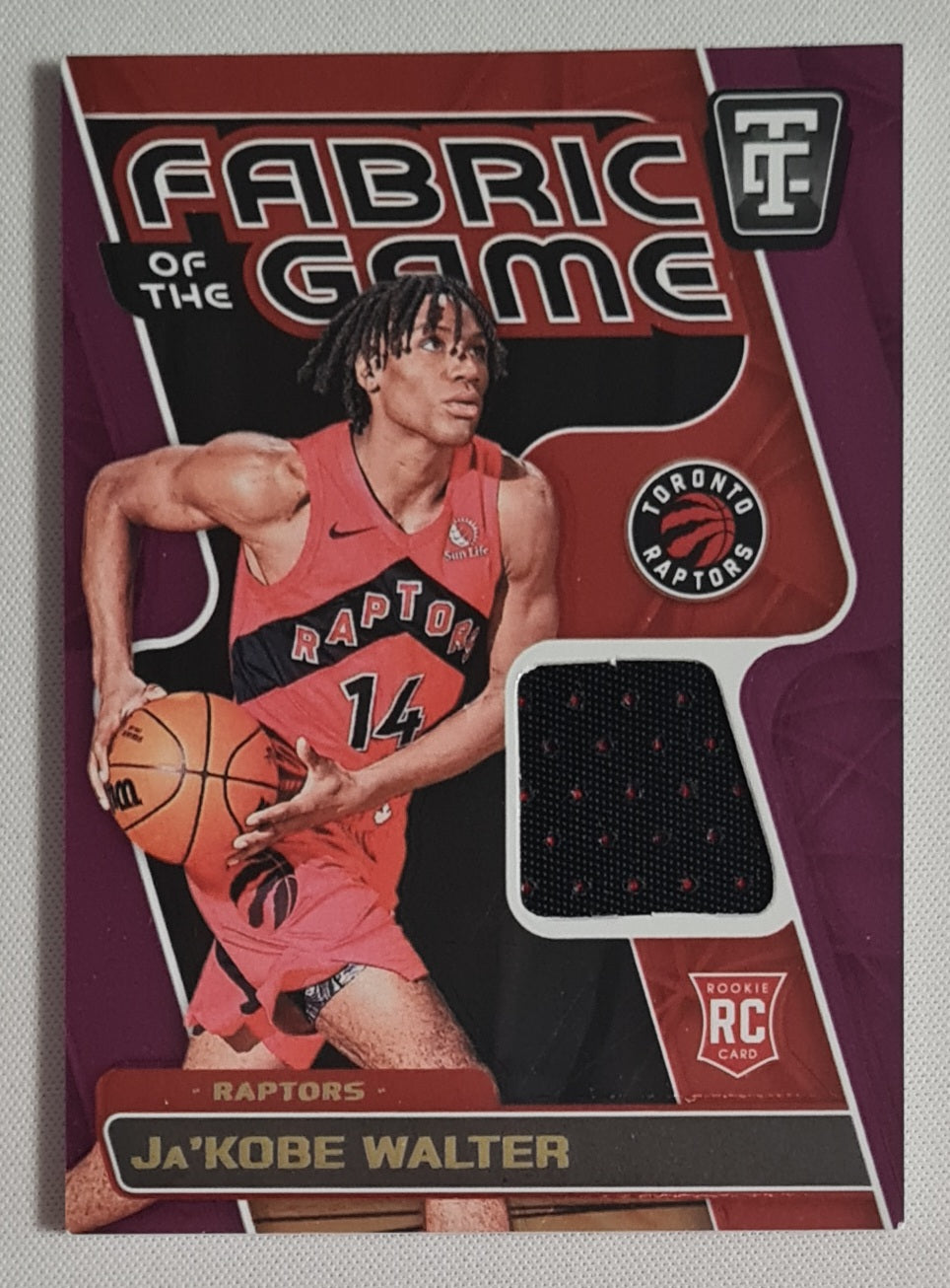 Ja'Kobe Walter - 2024/25 Panini Totally Certified Fabric of the Game /99 #FGR-JKW Toronto Raptors