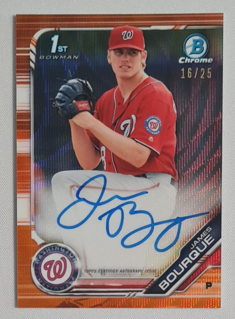 James Bourque - 2019 Topps Bowman Chrome Orange Auto /25 #CPA-JB Washington Nationals