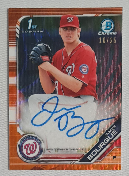 James Bourque - 2019 Topps Bowman Chrome Orange Auto /25 #CPA-JB Washington Nationals