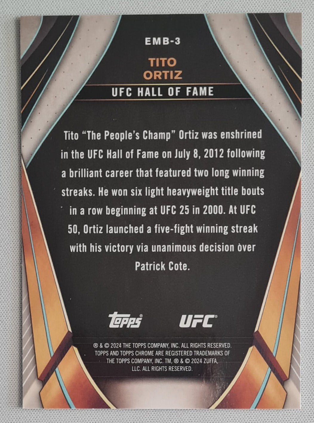Tito Ortiz - 2024 Topps Chrome UFC Hall of Fame #EMB-3