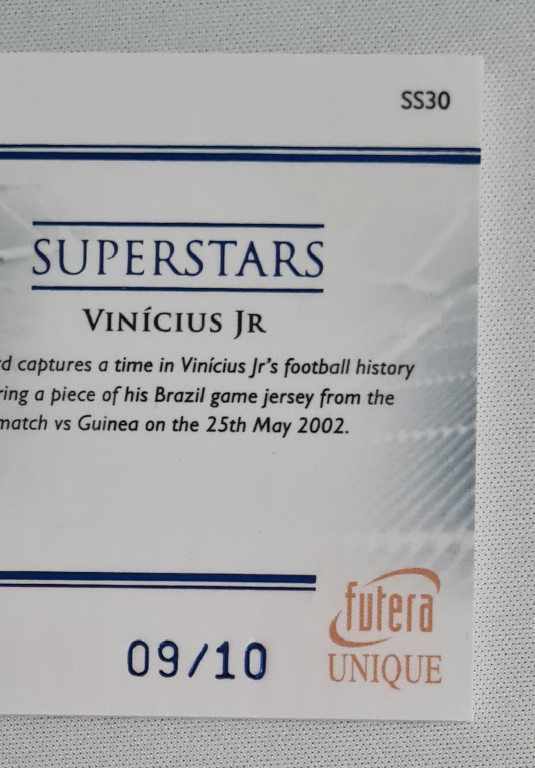 Vinicius Jr - 2024 Futera Superstars Patch /10 #SS30 Brazil