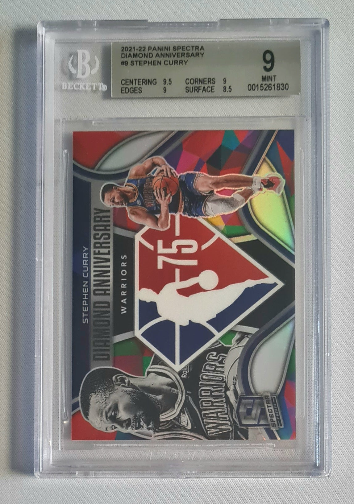 Stephen Curry - 2021/22 Panini Spectra Diamond Anniversary 75 BGS 9 #9 Golden State Warriors