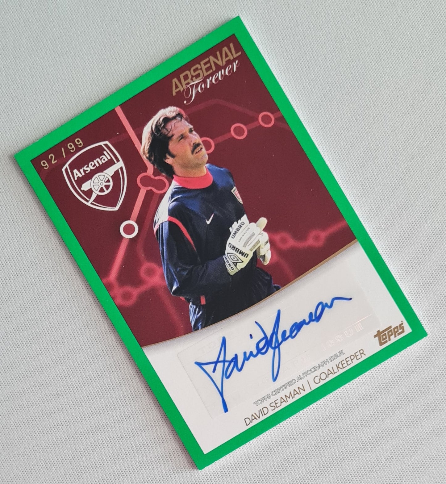 David Seaman - 2023/24 Topps Arsenal Forever Green Autograph /99 #NL-DS Arsenal FC