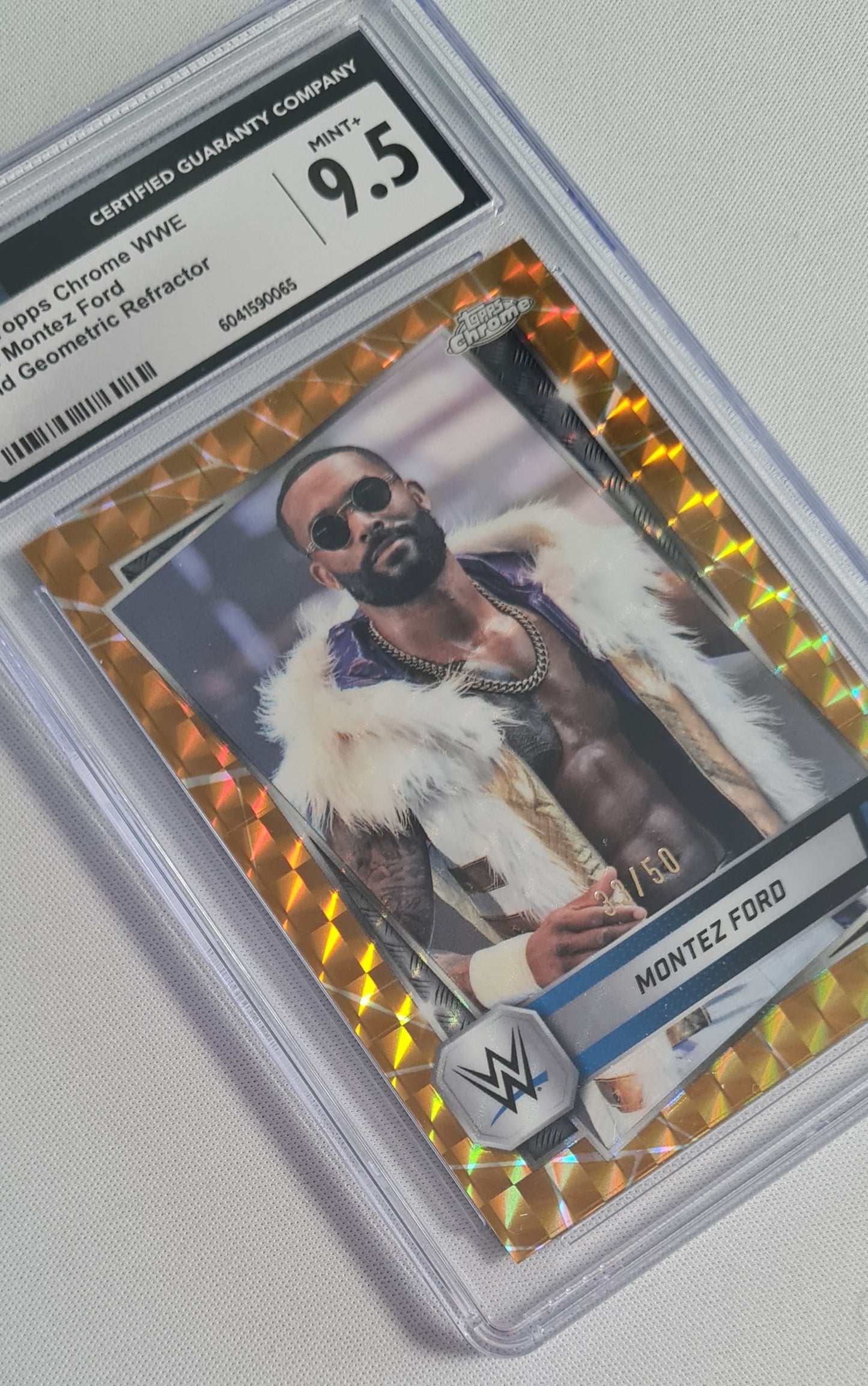 Montez Ford - 2025 Topps Chrome WWE Gold Geometric Refractor /50 CGC 9.5 #185