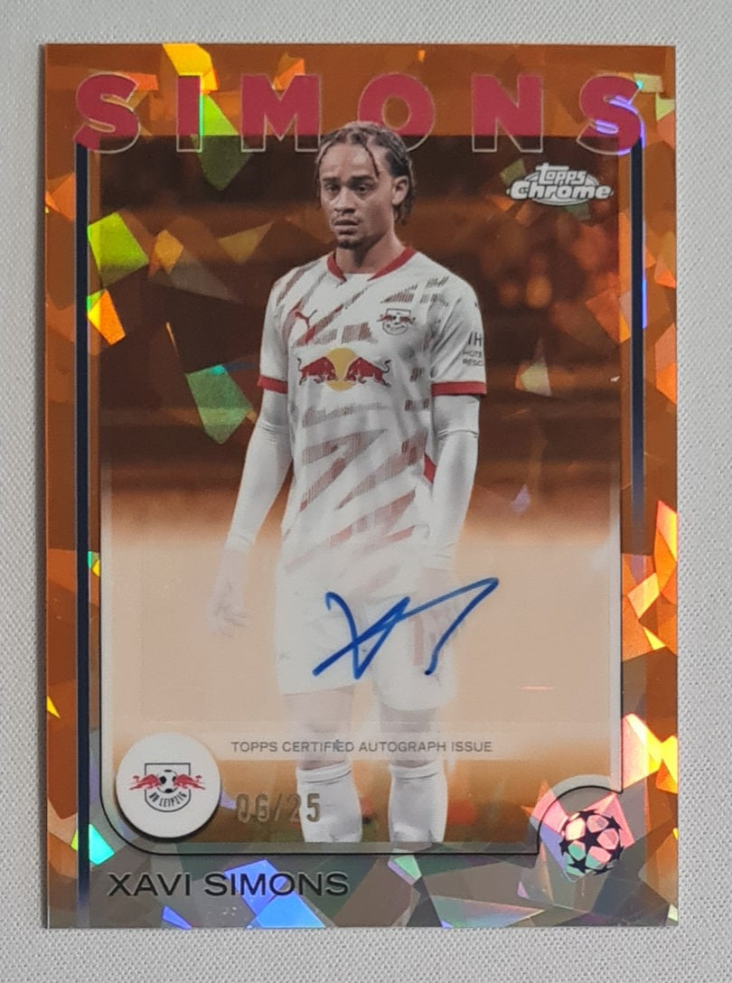 Xavi Simons - 2024/25 Topps Chrome Sapphire UCC Orange Auto /25 #CA-XS RB Leipzig