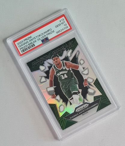 Giannis Antetokounmpo - 2023 Panini Prizm - Prizm Break Silver Prizm PSA 10 #13 Milwaukee Bucks