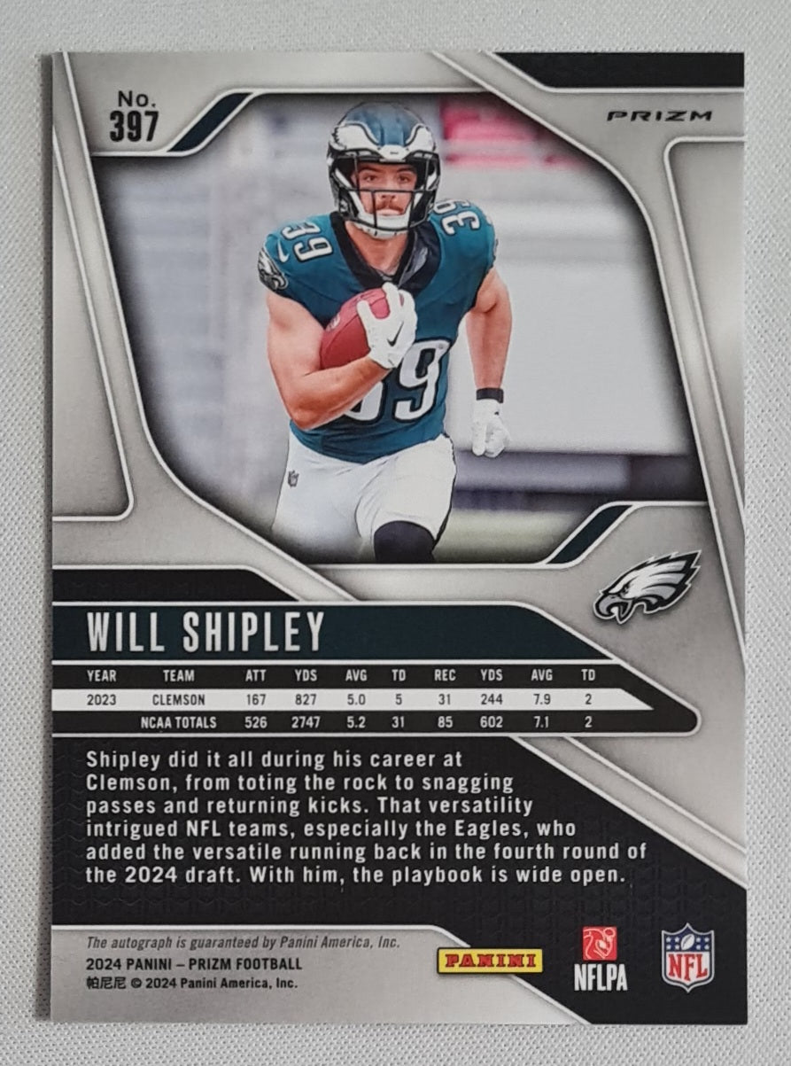Will Shipley - 2024 Panini Prizm Football No Huddle Prizm Auto #397 Philadelphia Eagles