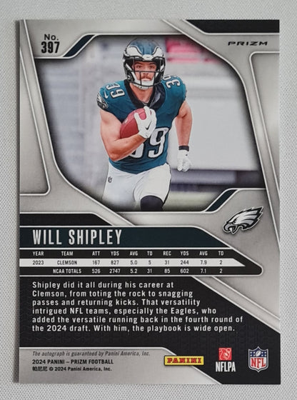 Will Shipley - 2024 Panini Prizm Football No Huddle Prizm Auto #397 Philadelphia Eagles