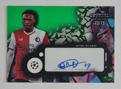 Antoni Milambo - 2023/24 Topps Crystal UCL Green Auto /75 #CA-AM Feyenoord