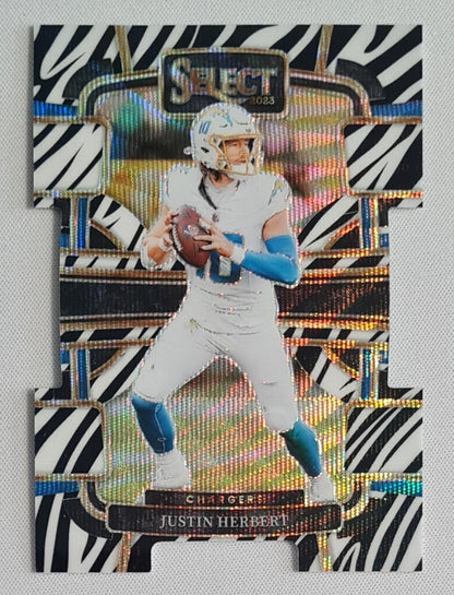 Justin Herbert - 2023 Panini Select Zebra Concourse Prizm #52 Los Angeles Chargers