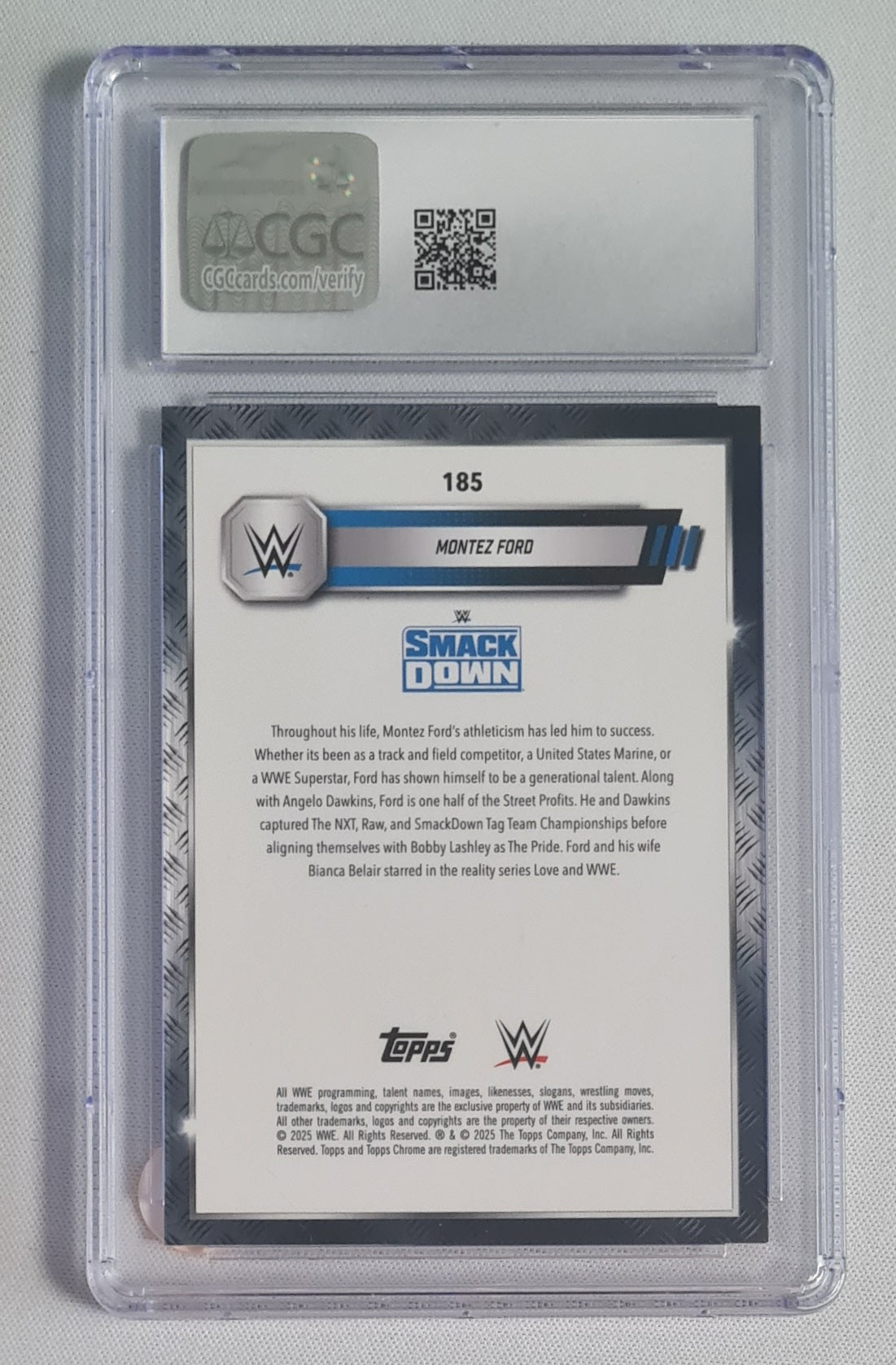 Montez Ford - 2025 Topps Chrome WWE Gold Geometric Refractor /50 CGC 9.5 #185