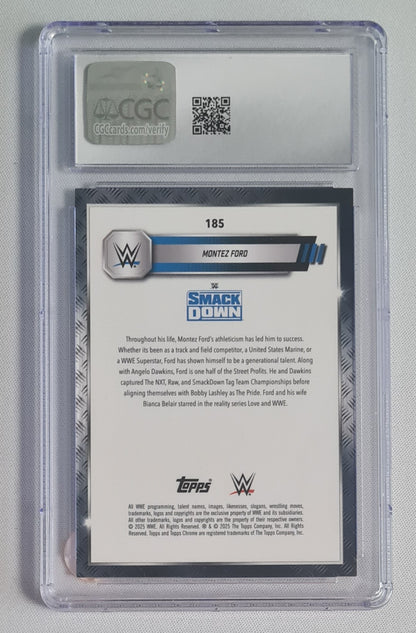 Montez Ford - 2025 Topps Chrome WWE Gold Geometric Refractor /50 CGC 9.5 #185