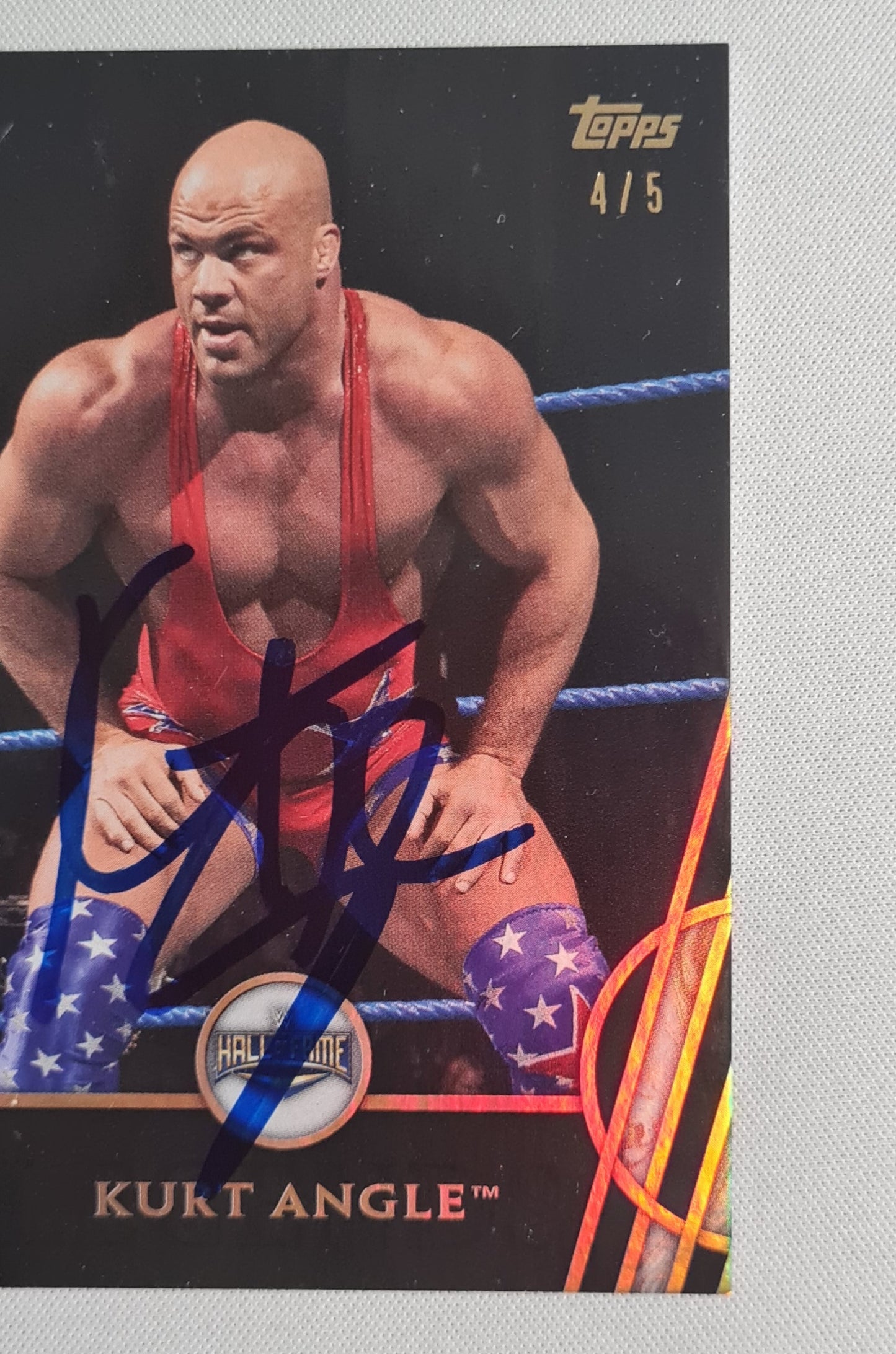 Kurt Angle - 2018 Topps WWE Hall of Fame Black /5 On Card Auto #32