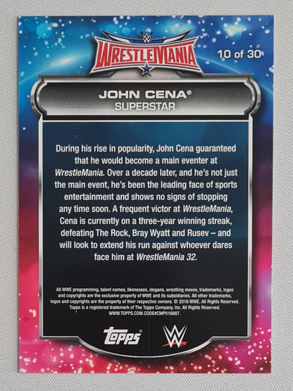John Cena - 2016 Topps WWE Wrestlemania Superstar #10