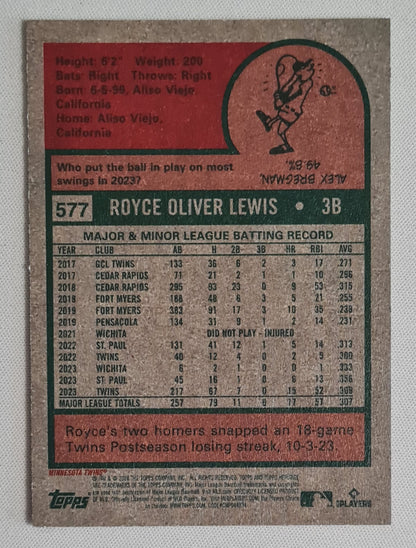 Royce Lewis - 2024 Topps Heritage #577 Minnesota Twins