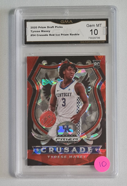 Tyrese Maxey - 2020 Panini Prizm Draft Picks Crusade Red Ice Prizm GMA 10 #94 Kentucky