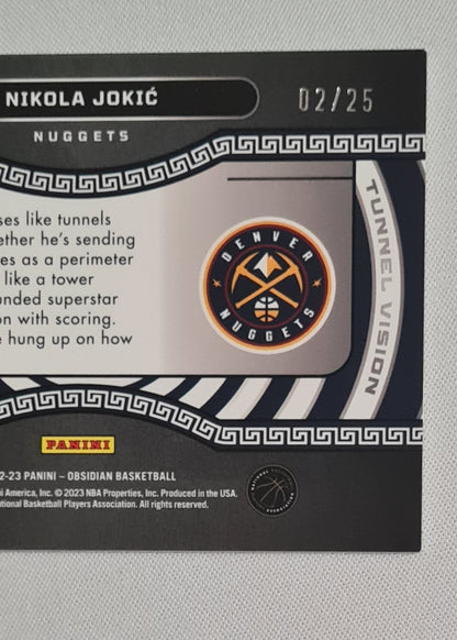 Nikola Jokic - 2022/23 Panini Obsidian Green Tunnel Vision /25 #9 Denver Nuggets