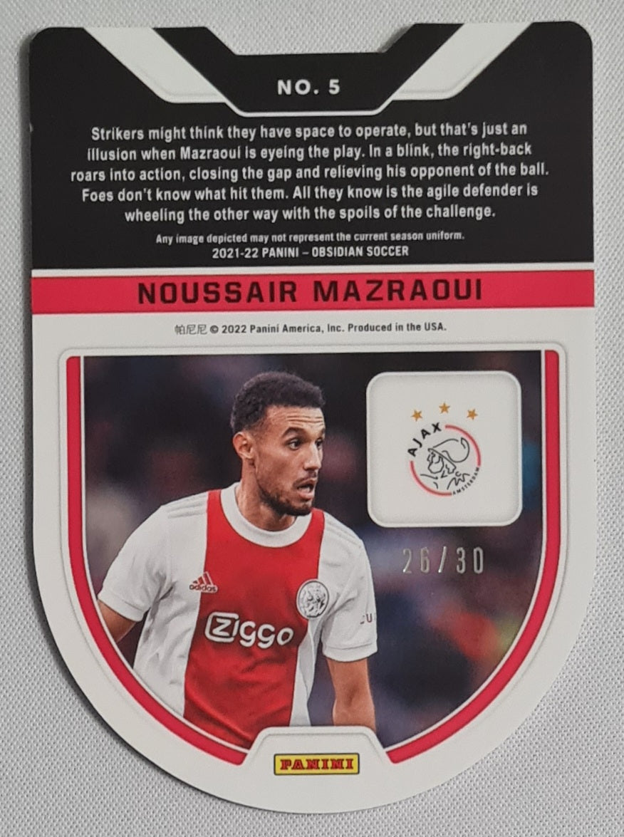 Noussair Mazraoui - 2021/22 Panini Obsidian Soccer Tunnel Vision Orange /30 #5 AFC Ajax