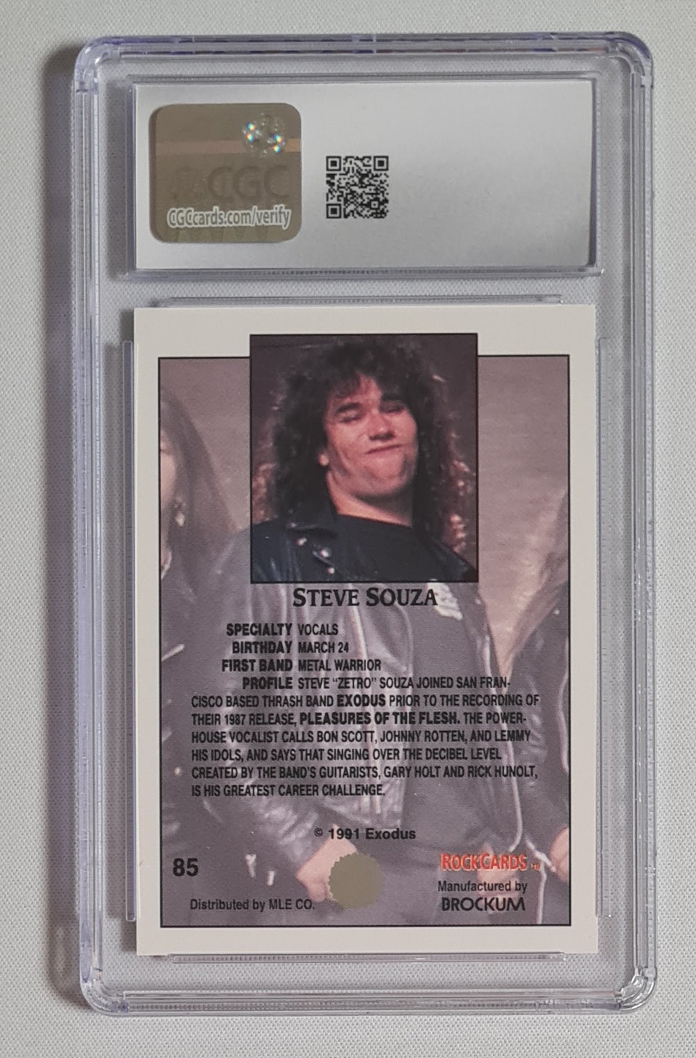Steve Souza Exodus - 1991 Brockum Rock Cards CGC 10 #85