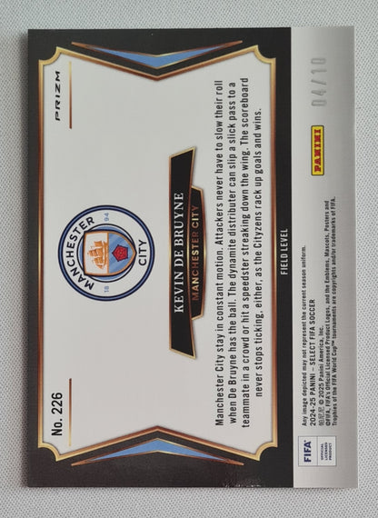 Kevin de Bruyne - 2024/25 Panini Select FIFA Soccer Field Level Gold Prizm True Gold /10 #226 Manchester City