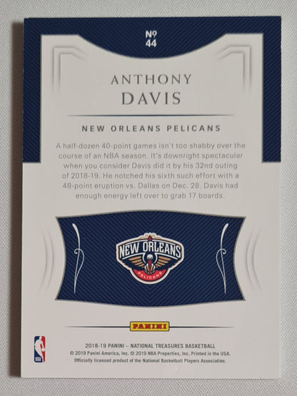Anthony Davis - 2018/19 Panini National Treasures /99 #44 New Orleans Pelicans