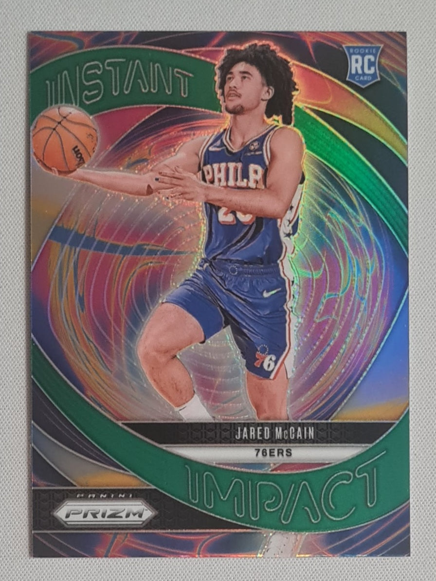 Jared McCain - 2024 Panini Prizm Basketball Instant Impact Green Prizm #10 Philadelphia 76ers