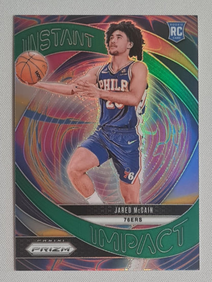 Jared McCain - 2024 Panini Prizm Basketball Instant Impact Green Prizm #10 Philadelphia 76ers