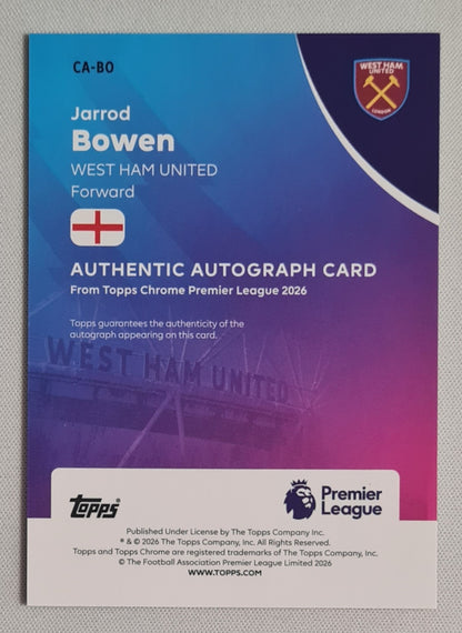 Jarrod Bowen - 2026 Topps Chrome Premier League Gold Auto /50 #CA-BO West Ham United