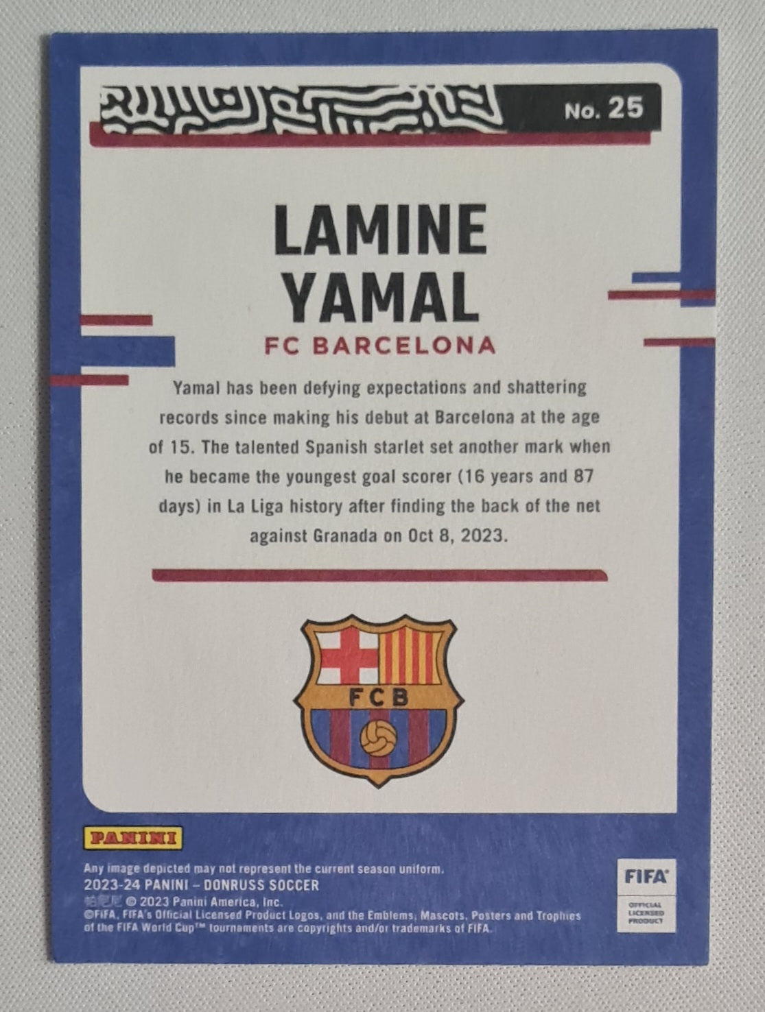 Lamine Yamal - 2023/24 Panini Donruss The Rookies Bronze #25 FC Barcelona
