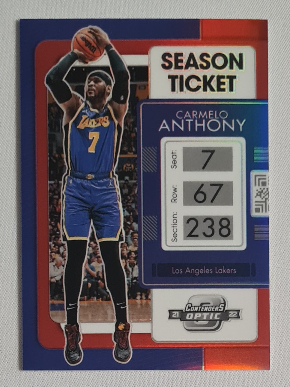 Carmelo Anthony - 2021/22 Panini Contenders Optic Season Ticket #30 Los Angeles Lakers