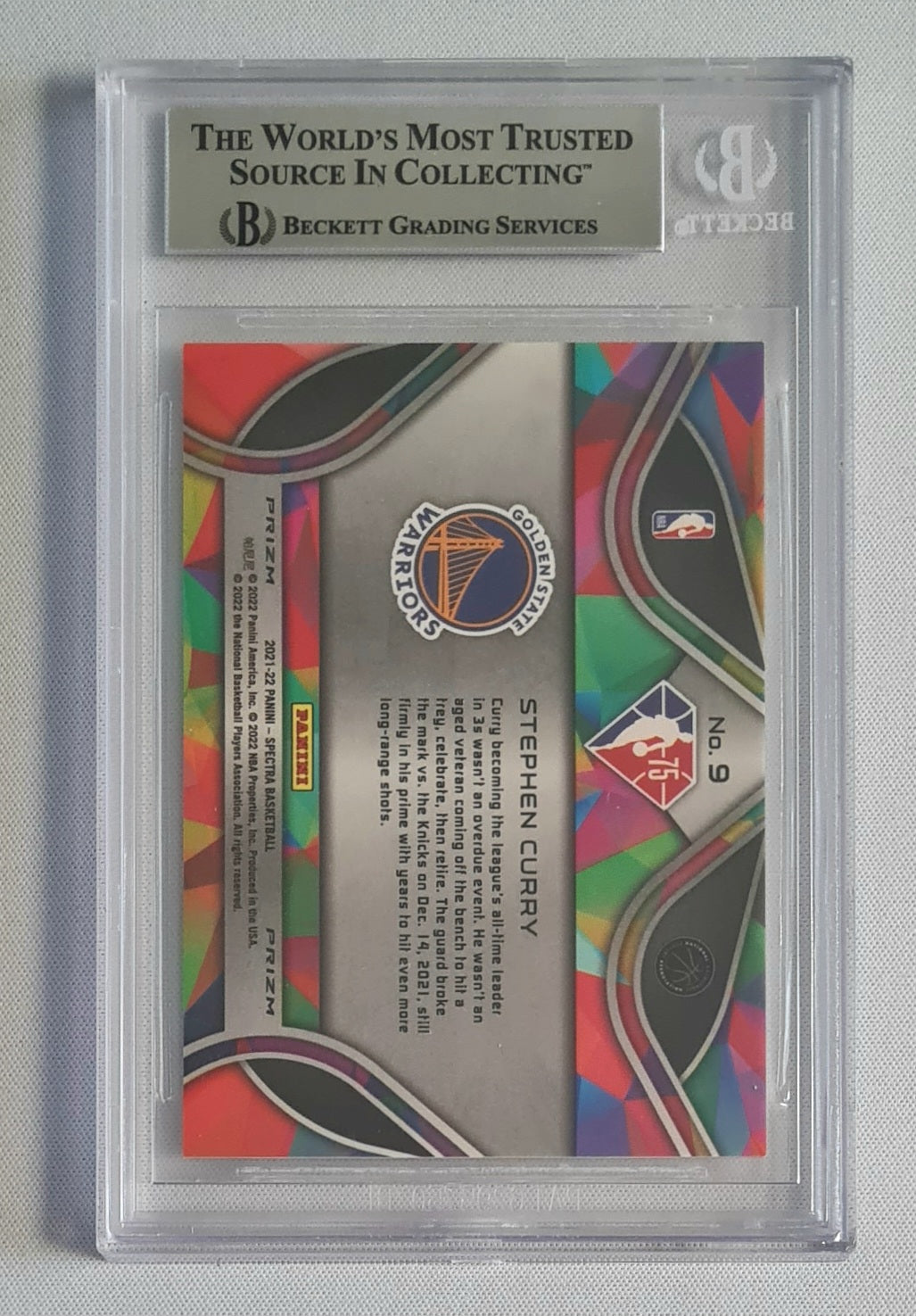 Stephen Curry - 2021/22 Panini Spectra Diamond Anniversary 75 BGS 9 #9 Golden State Warriors