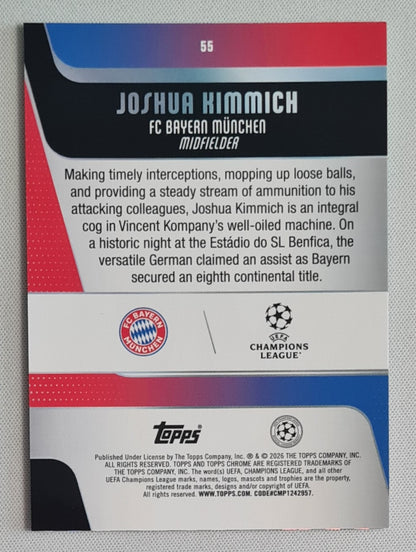 Joshua Kimmich - 2025/26 Topps Chrome UCL Aqua /199 #55 Bayern Munchen