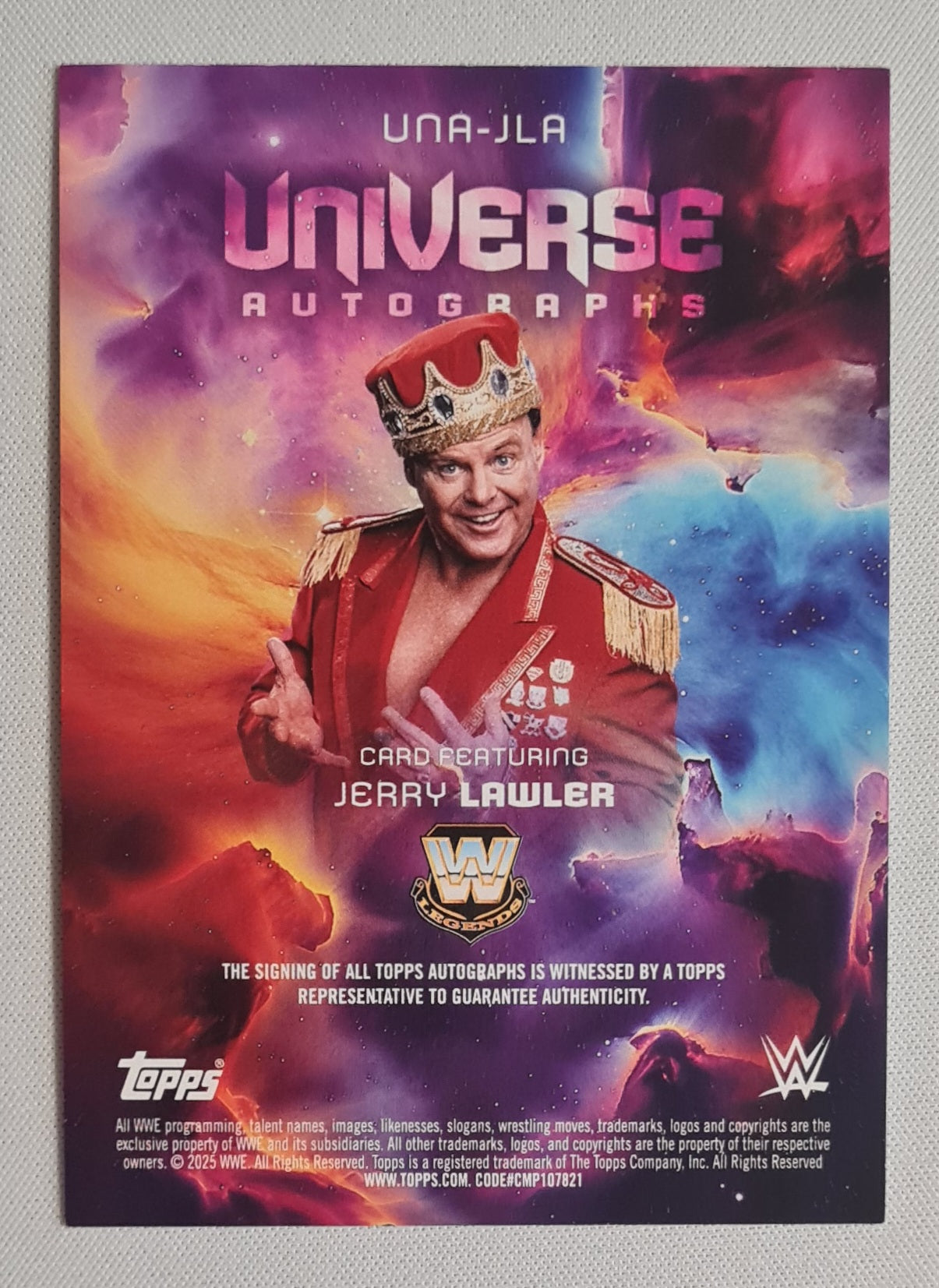 Jerry Lawler - 2025 Topps Universe WWE on-card Auto #UNA-JLA