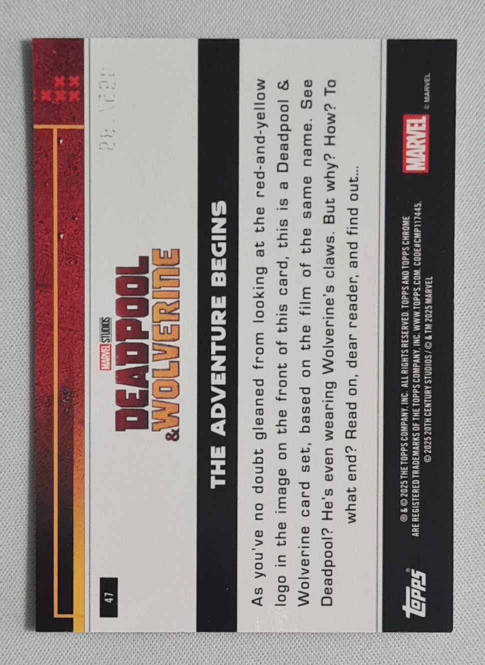 Deadpool - 2025 Topps Chrome Deadpool & Wolverine Aqua Refractor /199 #47