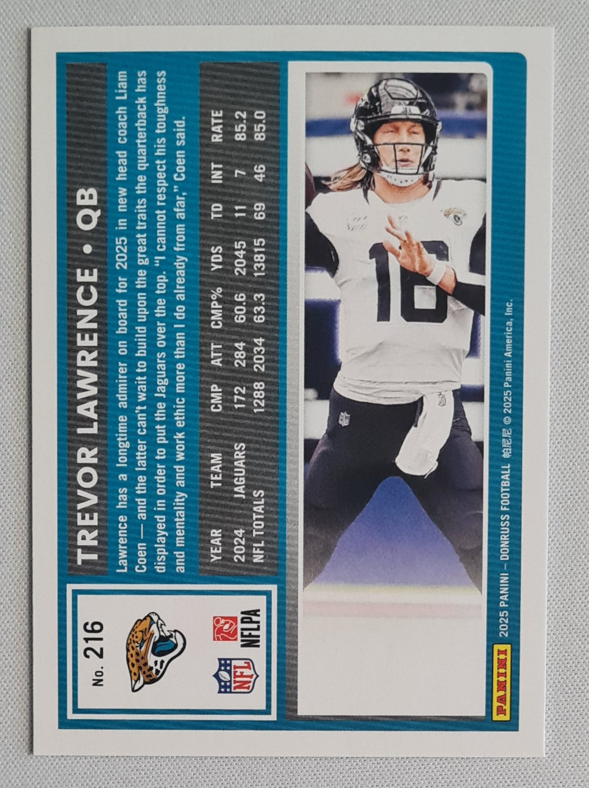 Trevor Lawrence - 2025 Panini Donruss Football Purple Press Proof #216 Jacksonville Jaguars
